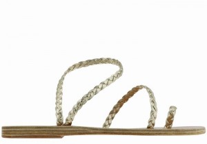 Gold White Women Ancient Greek Sandals Eleftheria Leather Braided Sandals | UHD8558GV