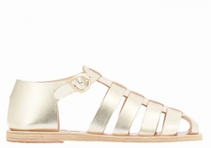 Gold White Women Ancient Greek Sandals Homeria Fisherman Sandals | PQD2846AT