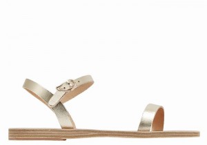 Gold White Women Ancient Greek Sandals Irida Leather Back-Strap Sandals | ZGP7610KT