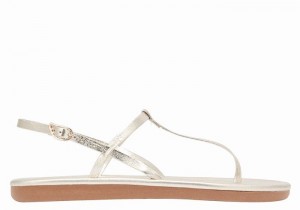 Gold White Women Ancient Greek Sandals Lito Flip Flop Back-Strap Sandals | QYC7662XN