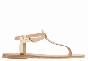 Gold White Women Ancient Greek Sandals Lito Flip Flop Leather Back-Strap Sandals | EWS6841MV