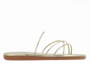 Gold White Women Ancient Greek Sandals Pu Slide Sandals | DYR5516CM