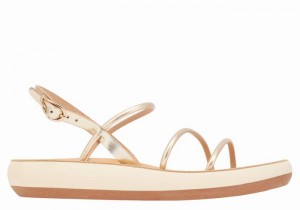 Gold White Women Ancient Greek Sandals Polis Back-Strap Sandals | VYU7243JC