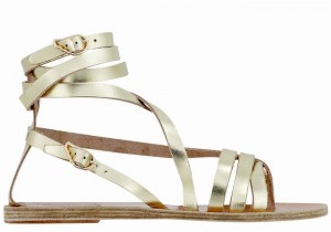 Gold White Women Ancient Greek Sandals Satira Leather Gladiator Sandals | RCP4575RT