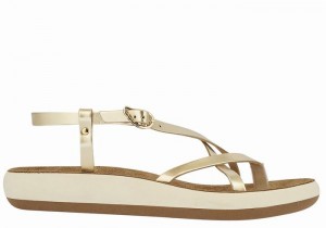 Gold White Women Ancient Greek Sandals Semele Comfort Back-Strap Sandals | FGF3045QC