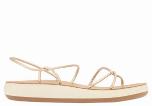 Gold White Women Ancient Greek Sandals Taxidi Comfort Back-Strap Sandals | HBX9634GU