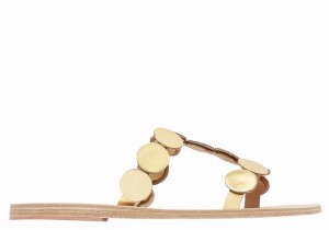 Gold Women Ancient Greek Sandals Uranos Leather Slide Sandals | YVS3522OU