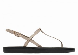 Grey Brown Women Ancient Greek Sandals Lito Flip Flop Back-Strap Sandals | PER5396NX