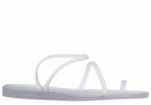 Grey Silver Women Ancient Greek Sandals Eleftheria Braided Sandals | NBE4927TW