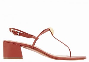 Red Women Ancient Greek Sandals Mistida Heeled Sandals | MWT649YO