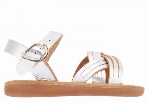 Silver Kids' Ancient Greek Sandals Little Electra Soft Flat Sandals | QYD2196FL