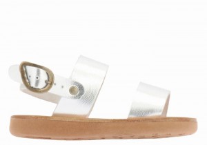 Silver Kids' Ancient Greek Sandals Little Clio Soft Casual Sandals | AXJ5380XO