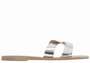 Silver Women Ancient Greek Sandals Desmos Slide Sandals | ZGX4879JK