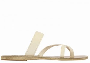 White Women Ancient Greek Sandals Daphnae Leather Slide Sandals | XIC678LU