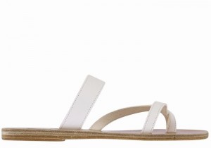 White Women Ancient Greek Sandals Daphnae Leather Slide Sandals | NDF4845TW