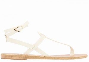 White Women Ancient Greek Sandals Estia Leather Ankle Strap Sandals | XHI9967PE