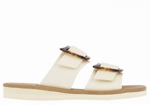 White Women Ancient Greek Sandals Iaso Slide Sandals | TDI9517KH