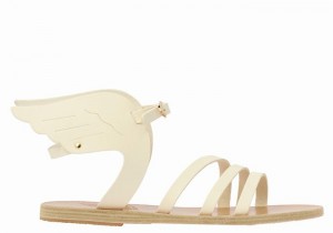 White Women Ancient Greek Sandals Ikaria Leather Ankle Strap Sandals | VTY9270FH