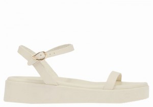 White Women Ancient Greek Sandals Irida Leather Platform Sandals | SXP3078CC