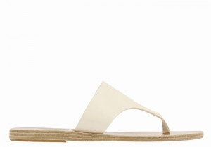 White Women Ancient Greek Sandals Mera Leather Flip Flops | QKP169JO