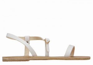 White Women Ancient Greek Sandals Niove Leather Back-Strap Sandals | JBA7323PU