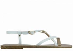 White Women Ancient Greek Sandals Semele Leather Back-Strap Sandals | BVU6620NN