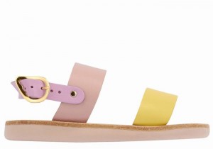 Yellow Pink Purple Kids' Ancient Greek Sandals Little Clio Soft Casual Sandals | MVE667IC