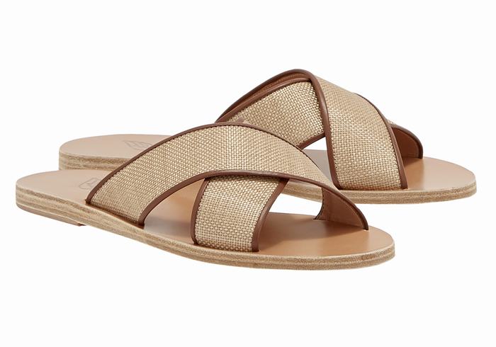 Beige Brown Women Ancient Greek Sandals Thais Slide Sandals | HBC8096UC