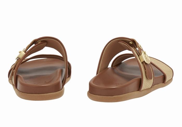 Beige Brown Women Ancient Greek Sandals Latria Slide Sandals | CLF834QV