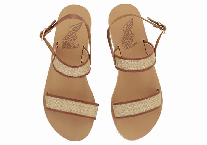 Beige Brown Women Ancient Greek Sandals Clio Casual Sandals | DXW3291BV