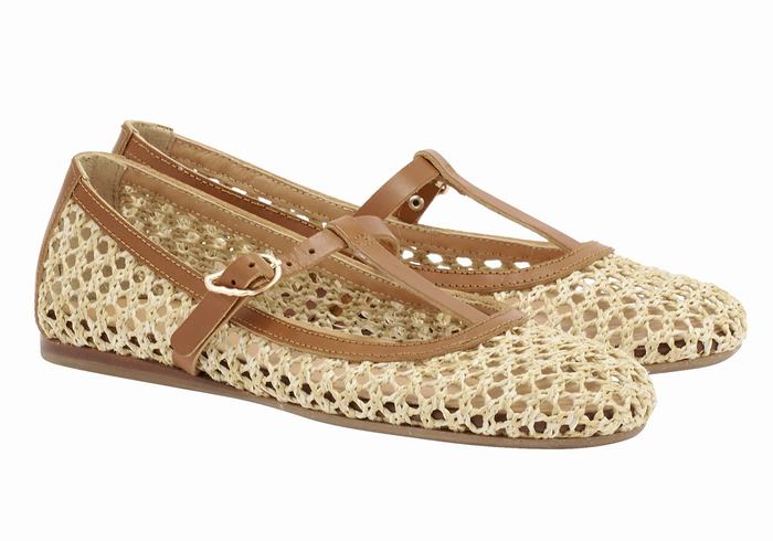 Beige Brown Women Ancient Greek Sandals Aerati Ballerina | NNW5634IX