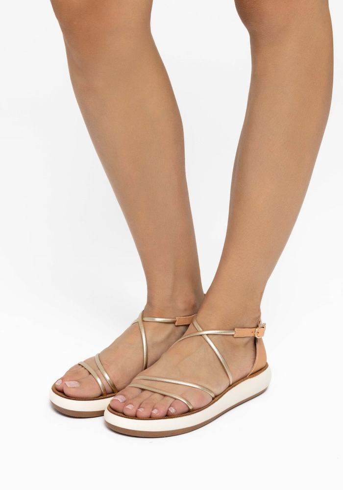 Beige Gold White Women Ancient Greek Sandals Anastasia Comfort Ankle Strap Sandals | UUU2019NB