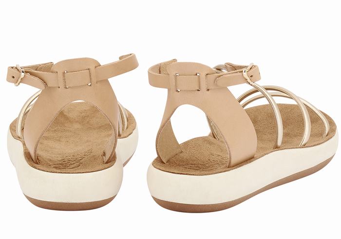 Beige Gold White Women Ancient Greek Sandals Anastasia Comfort Ankle Strap Sandals | UUU2019NB