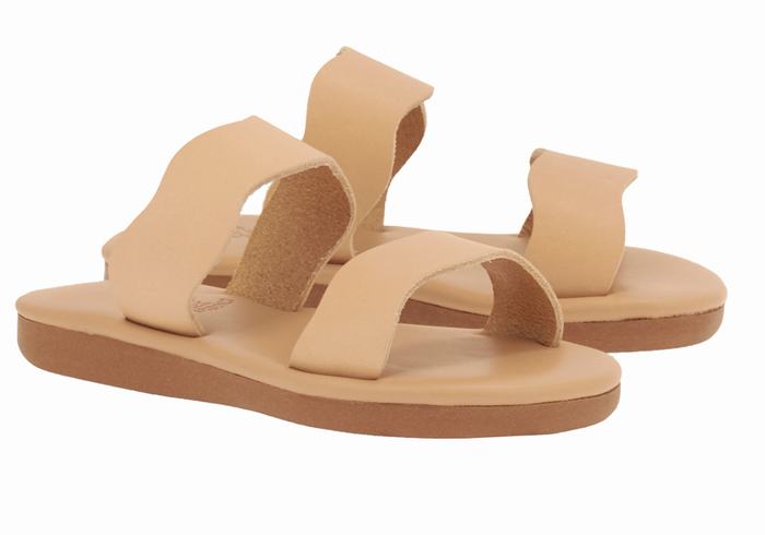 Beige Kids' Ancient Greek Sandals Little Kastos Soft Slide Sandals | SLG7569VY