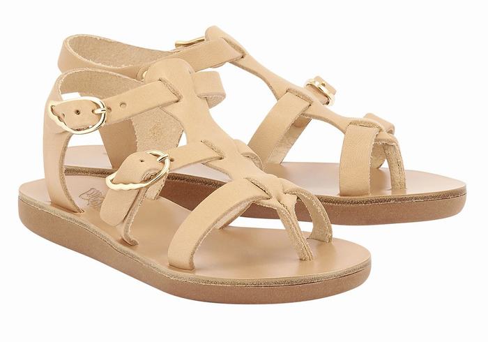 Beige Kids' Ancient Greek Sandals Little Grace Kelly Soft Flat Sandals | QGT1321RX