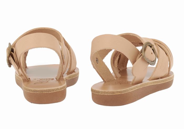 Beige Kids' Ancient Greek Sandals Little Electra Soft Flat Sandals | TUK9322ZA