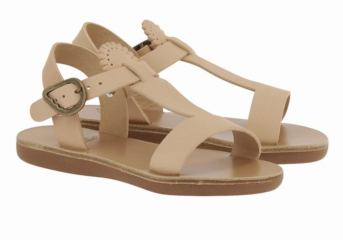 Beige Kids' Ancient Greek Sandals Little Amber Soft Flat Sandals | EWX7782LB