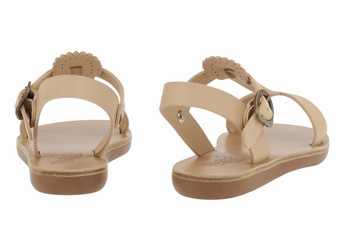 Beige Kids' Ancient Greek Sandals Little Amber Soft Flat Sandals | EWX7782LB