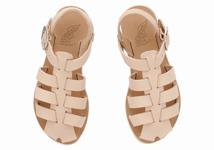 Beige Kids' Ancient Greek Sandals Little Ektoras Soft Fisherman Sandals | SCC4845TA