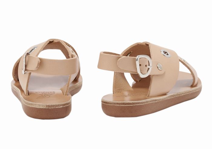 Beige Kids' Ancient Greek Sandals Little Maria Eyelets Soft Casual Sandals | PQT344QG