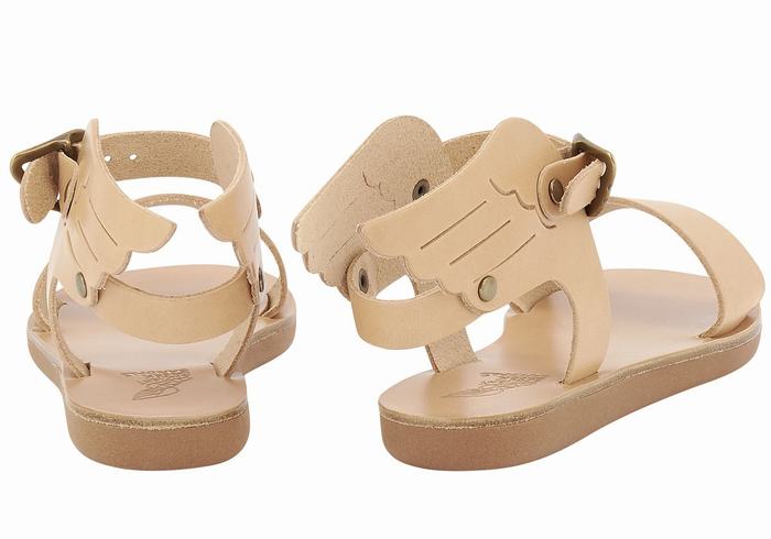 Beige Kids' Ancient Greek Sandals Little Ikaria Soft Casual Sandals | ZML4812JR