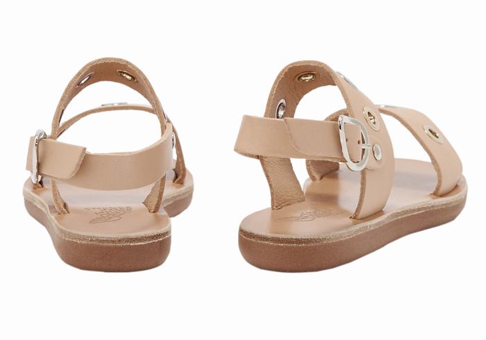 Beige Kids' Ancient Greek Sandals Little Clio Eyelets Soft Casual Sandals | CGK10022BU