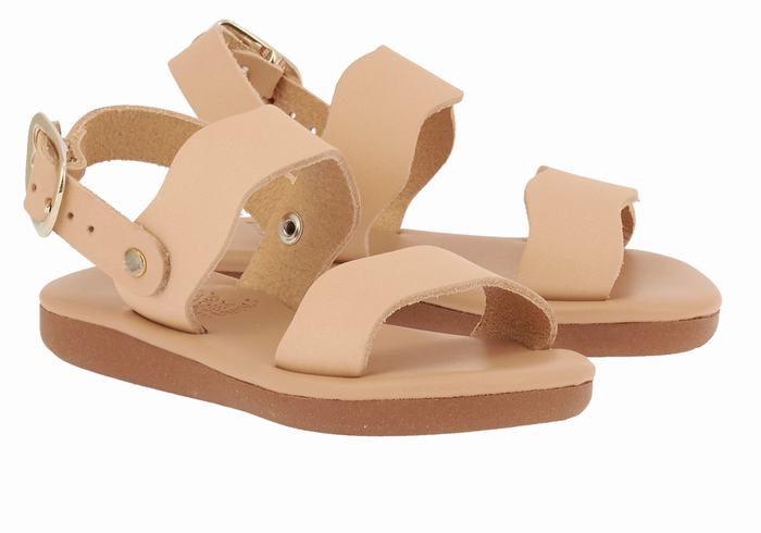 Beige Kids' Ancient Greek Sandals Little Calamos Soft Casual Sandals | KMN742RW