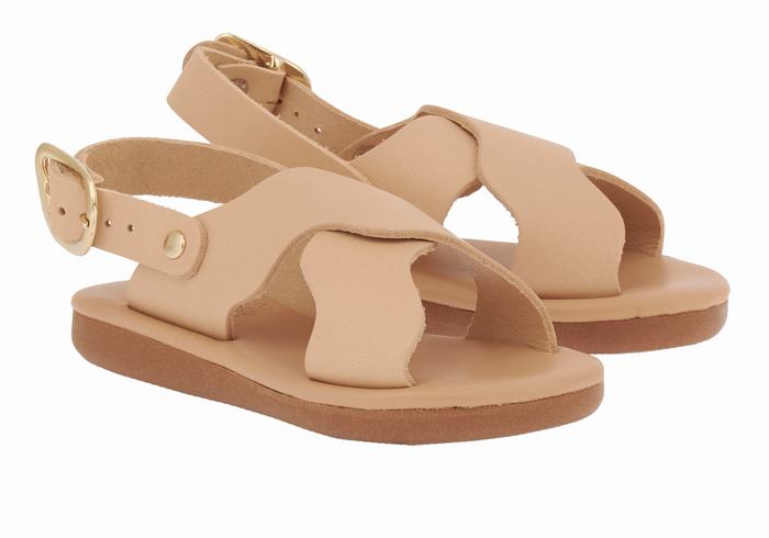 Beige Kids' Ancient Greek Sandals Little Atokos Soft Casual Sandals | MQB2492ZE