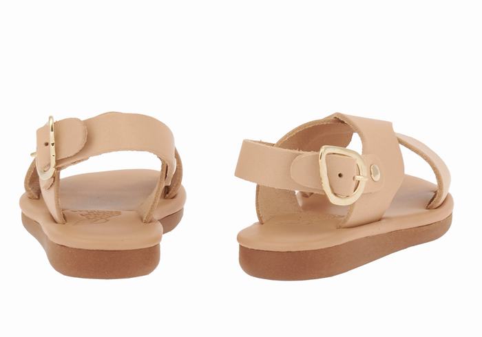 Beige Kids' Ancient Greek Sandals Little Atokos Soft Casual Sandals | MQB2492ZE