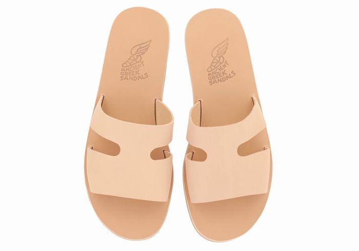 Beige Men Ancient Greek Sandals Apteros Slide Sandals | HZB8722SK