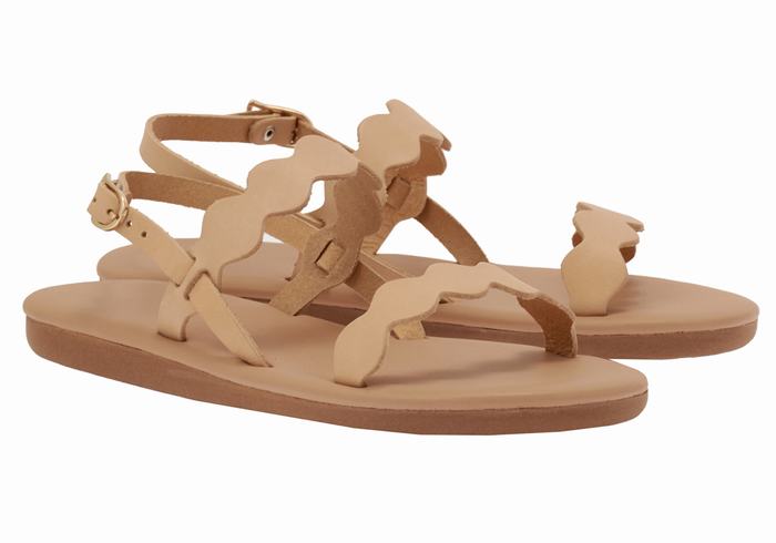 Beige Women Ancient Greek Sandals Afros Back-Strap Sandals | YSX7696JF