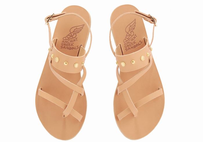 Beige Women Ancient Greek Sandals Alethea Bee Back-Strap Sandals | XTG1658LC