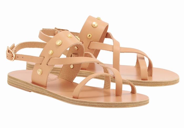 Beige Women Ancient Greek Sandals Alethea Bee Back-Strap Sandals | XTG1658LC