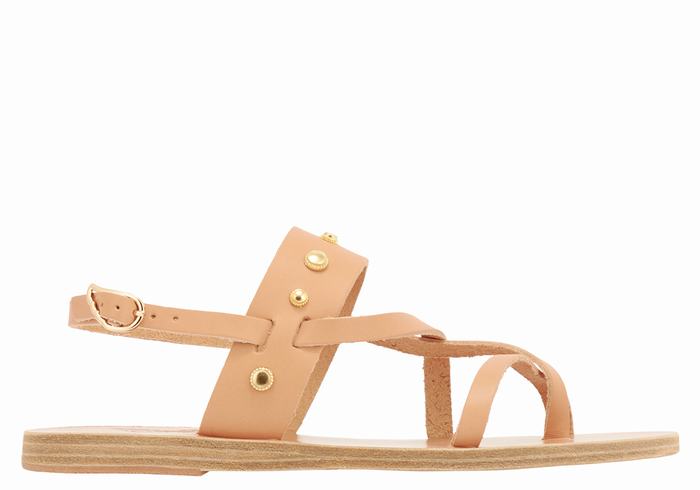 Beige Women Ancient Greek Sandals Alethea Bee Back-Strap Sandals | XTG1658LC